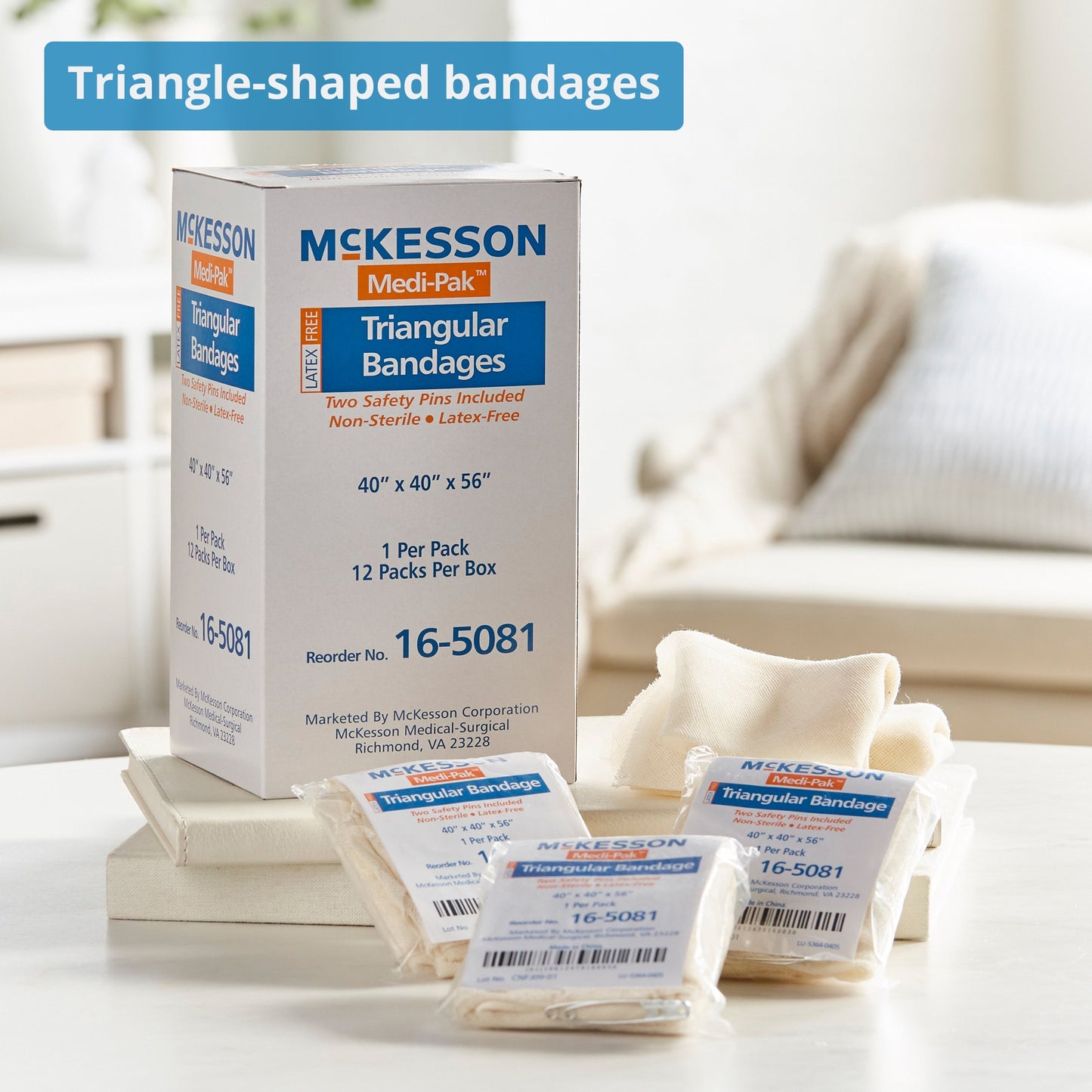 McKesson Triangular Bandage, 40 x 40 x 56 Inch