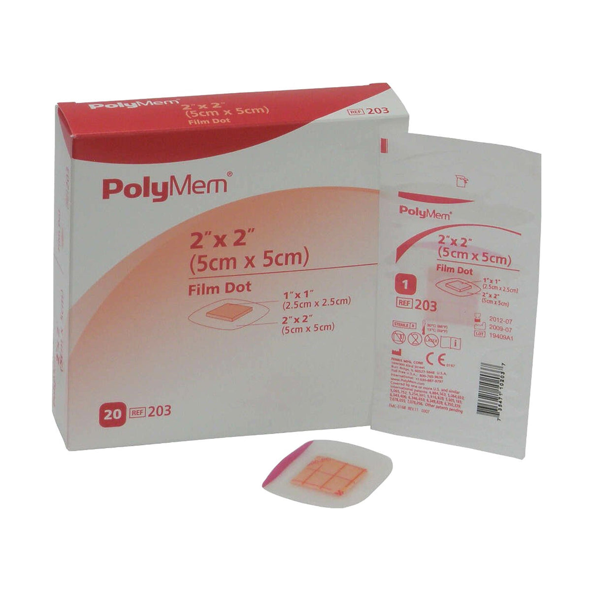 PolyMem Film Dot PolyMeric Membrane Dressing 2" x 2"