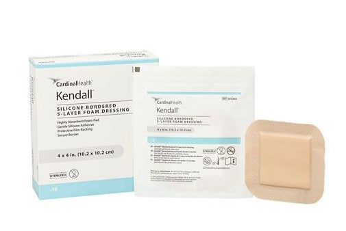 Silicone Bordered 5-Layer Foam Dressing 4" x 8"