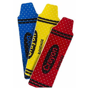 Sterile Adhesive Plastic Bandage, Crayon Design, 3/4" x 3" 100ct