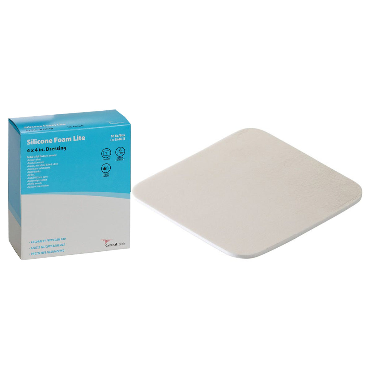 Kendall Silicone Non-Bordered Lite Foam Dressing 4" x 4"