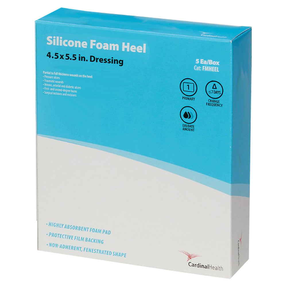 Kendall Silicone Non-Bordered Foam Heel Wound Dressing 4.5" x 5.5"