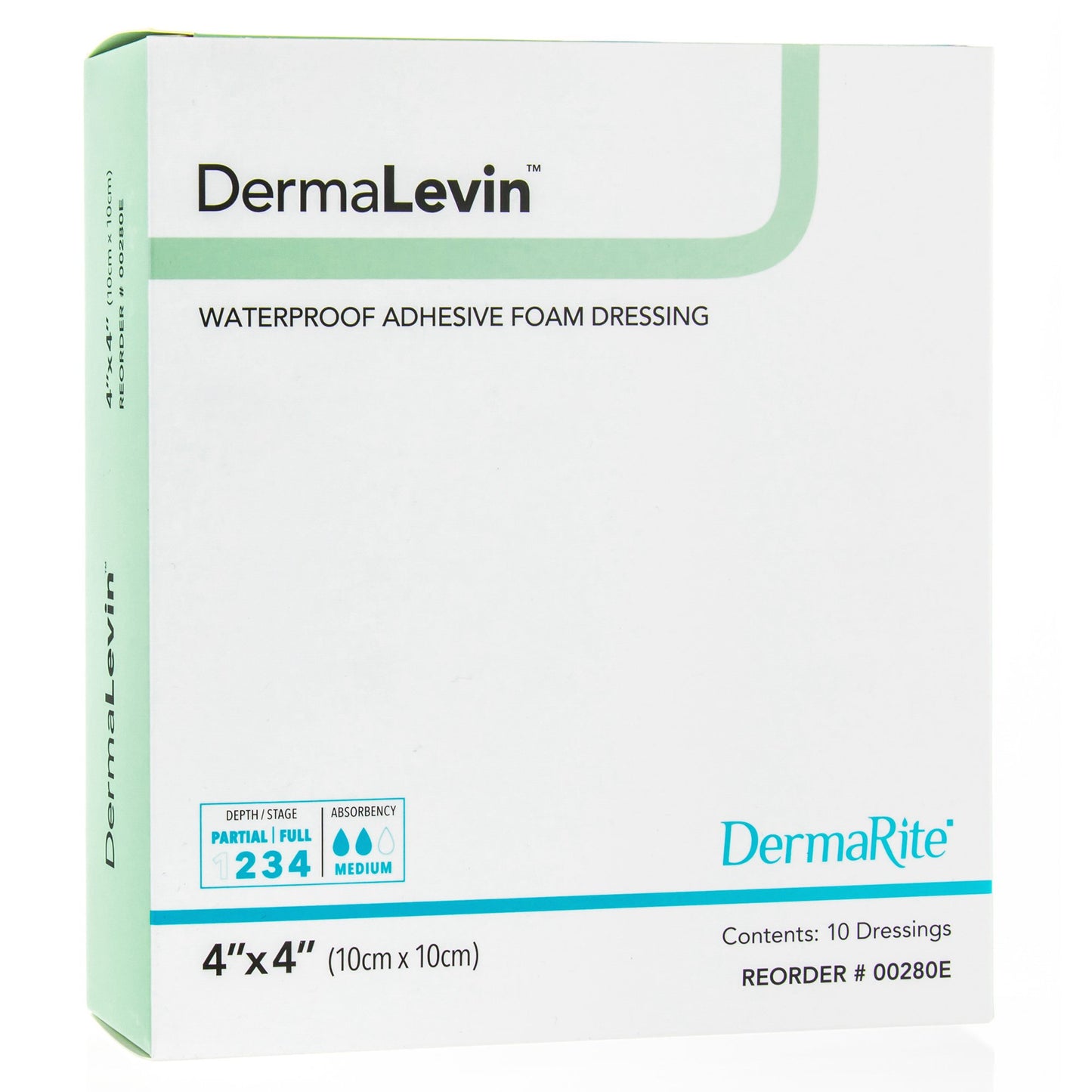 DermaLevin® Adhesive with Border Foam Dressing, 4 x 4 Inch