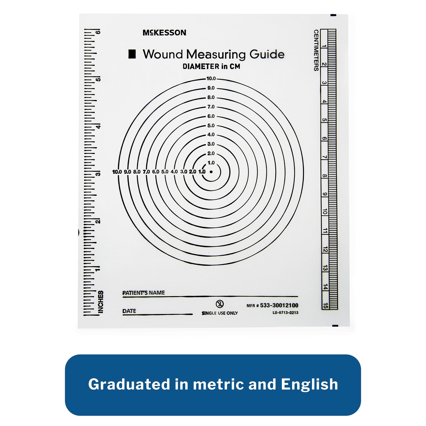 McKesson Plastic Wound Measuring Guide, 5 x 7 Inch