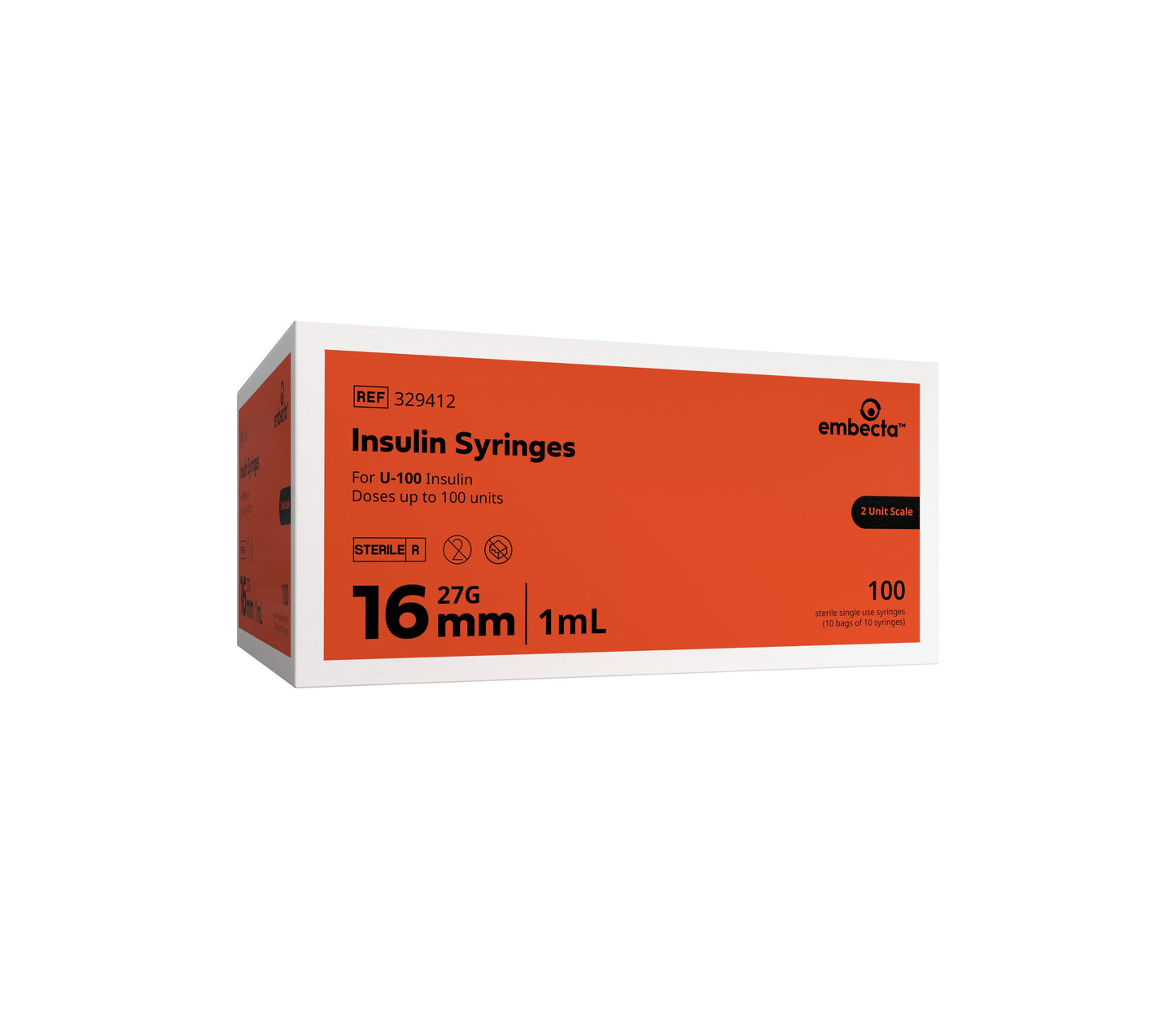 U-100 Insulin Syringe with Micro-Fine IV Needle 1mL
