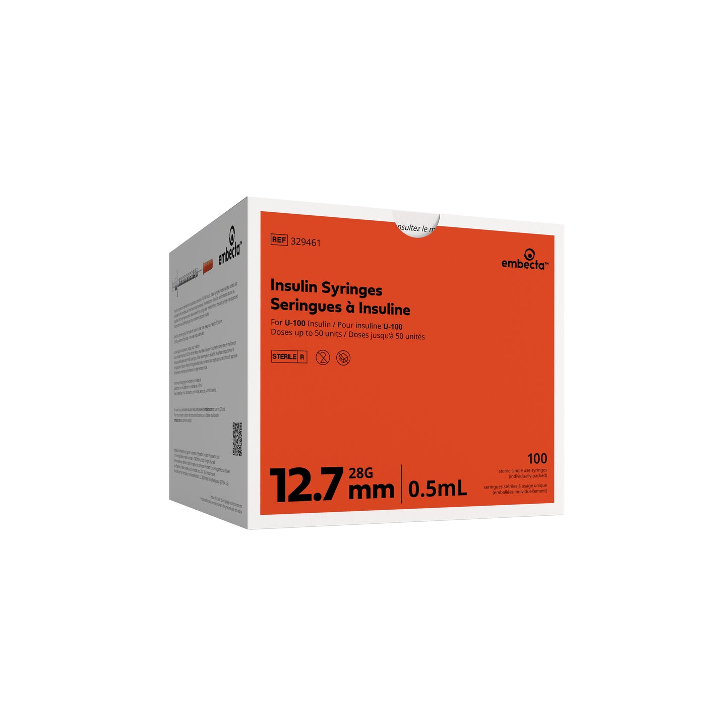 Lo-Dose U-100 Insulin Syringe with Micro-Fine IV Needle 28G x 1/2" 1/2mL 100 Count