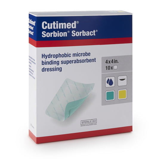 Cutimed® Sorbion Sorbact® Super Absorbent Antimicrobial Dressing, 4 x 4 Inch