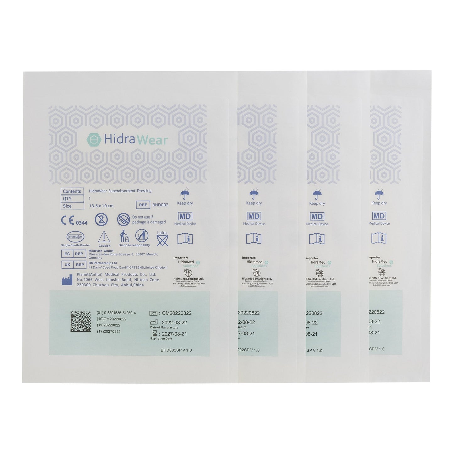 Super Absorbent Dressing HidraWear Without Adhesive 13.5 x 19 cm Rectangle