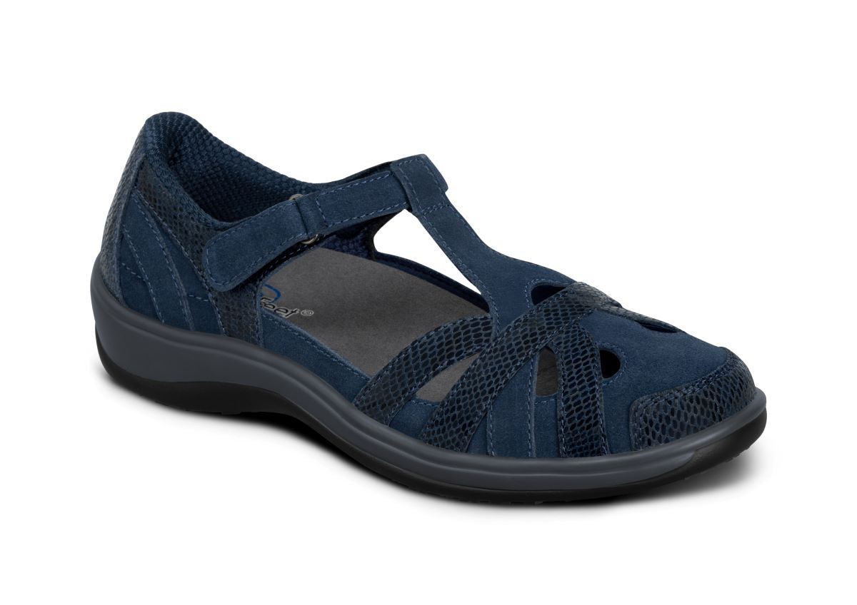 Juno Women's Casual Shoes, Navy, angle view