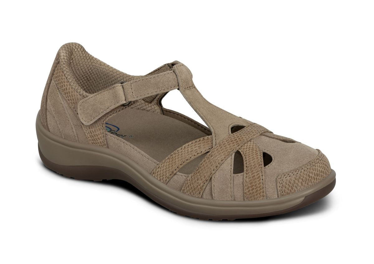 Juno Women's Casual Shoes, Taupe, angle view
