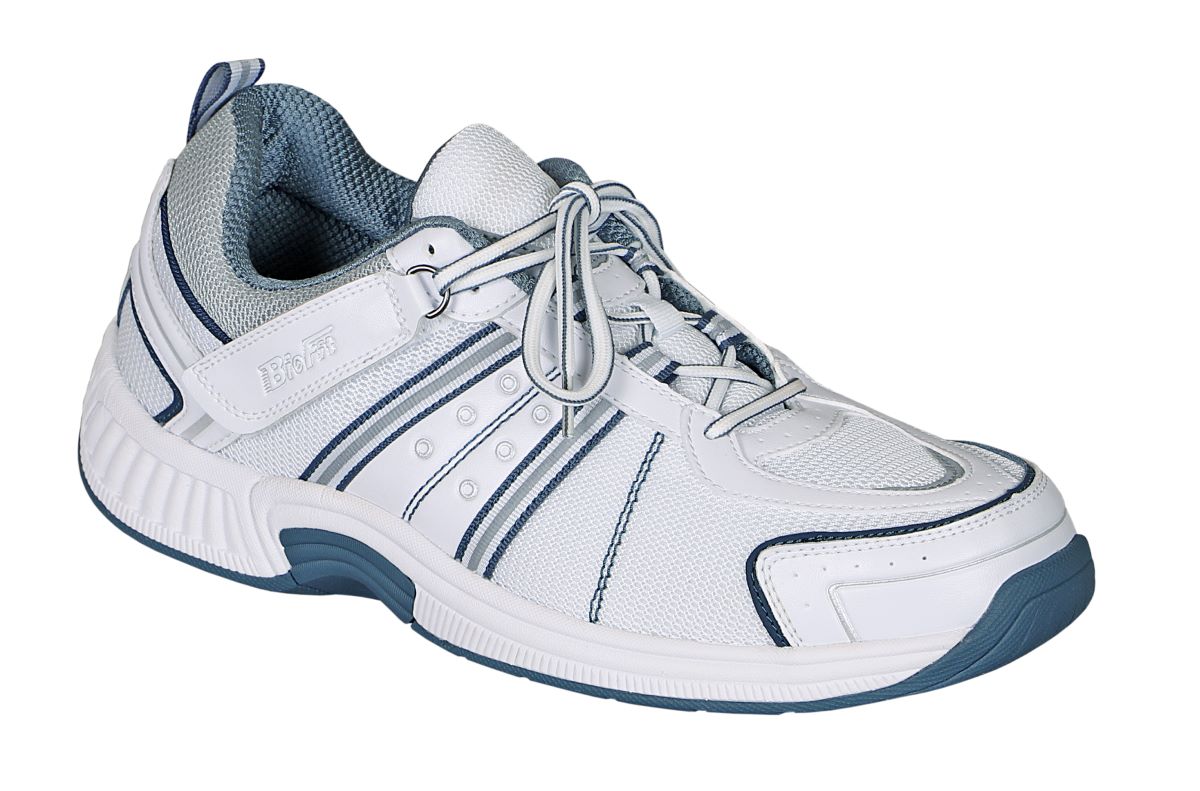 Monterey Bay Men's Tie-Less Athletic Shoes, White, angle view