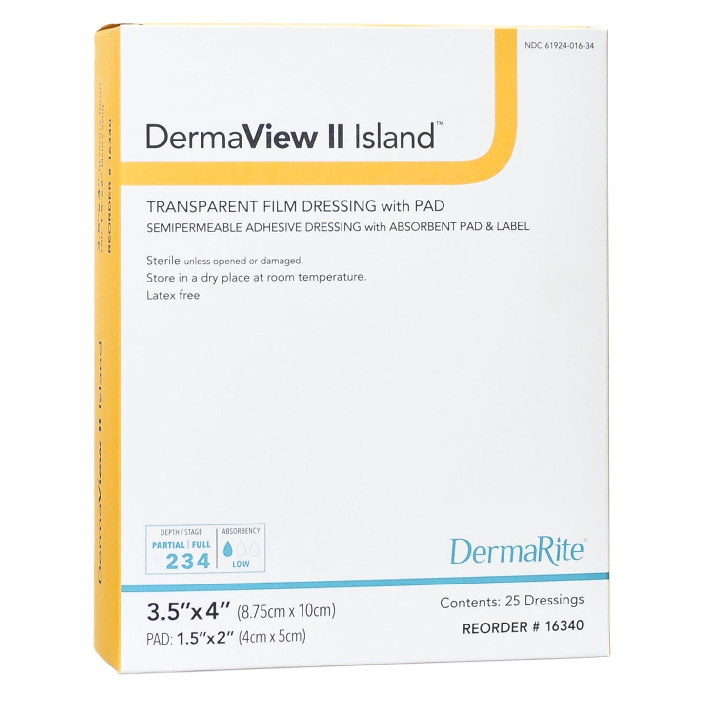 DermaView II™ Island Transparent Film Dressing with Pad, 3.5 x 4 Inch