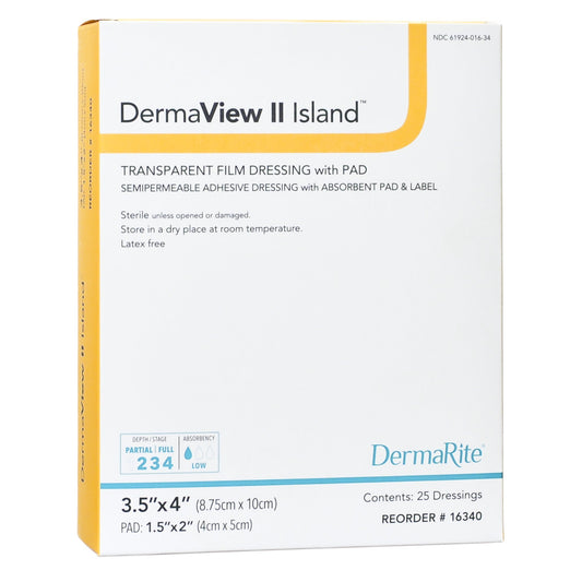 DermaView II™ Island Transparent Film Dressing with Pad, 3.5 x 4 Inch