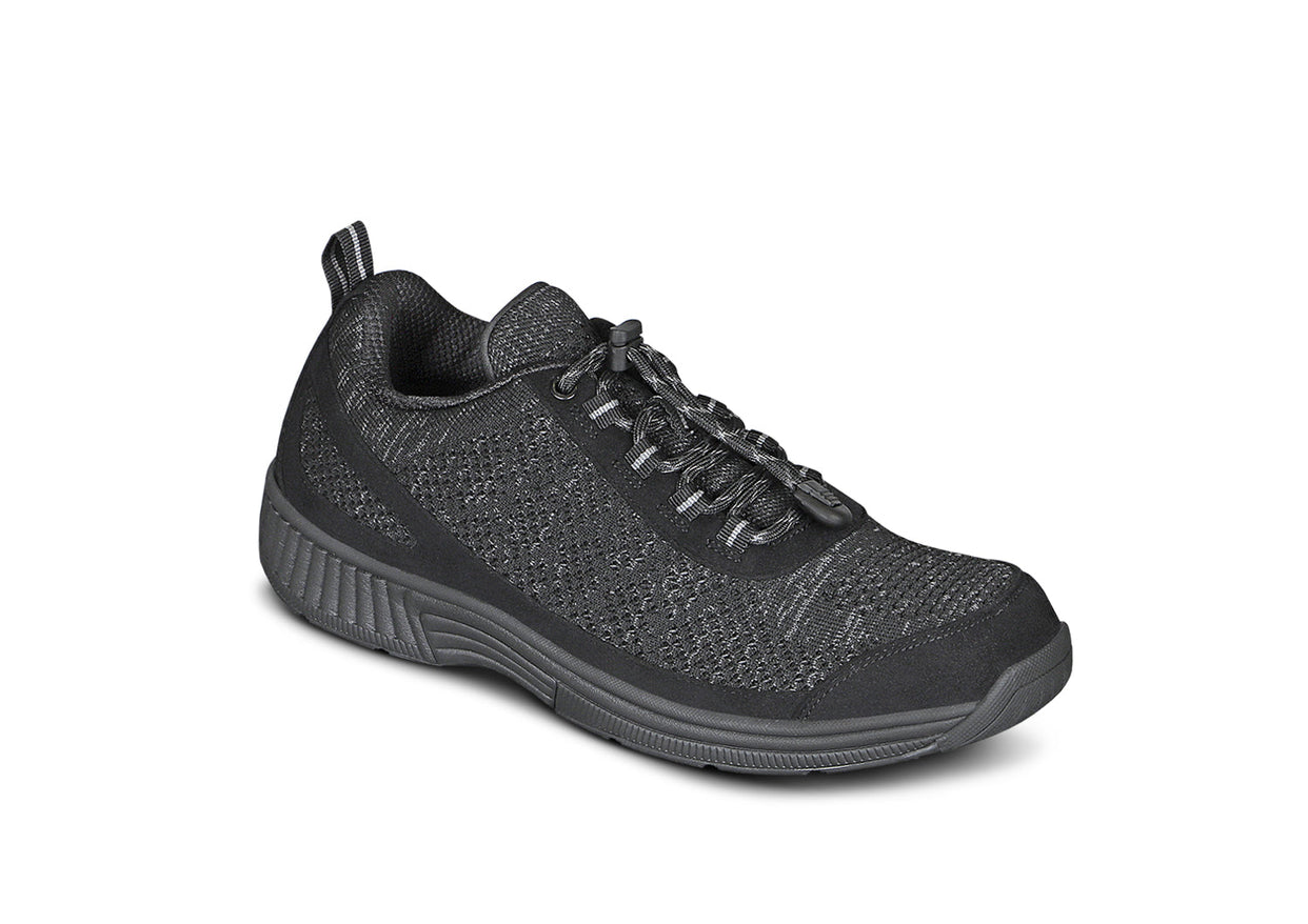 Lava Men's No-Tie Athletic Shoes, Black, angle view