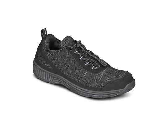 Lava Men's No-Tie Athletic Shoes, Black, angle view