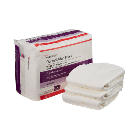 WINGS Overnight Quilted Brief with BreatheEasy Technology Medium 32" - 44" Absorbency Level 4