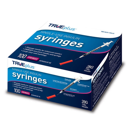 Trueplus Single-Use Insulin Syringe, 29G x 1/2", .5 mL (100 Count) 100ct