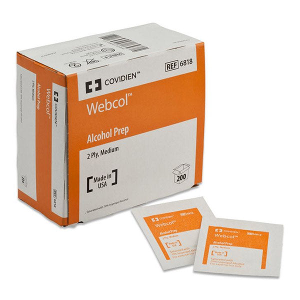 WEBCOL Alcohol Prep 2-Ply Medium 200 Count