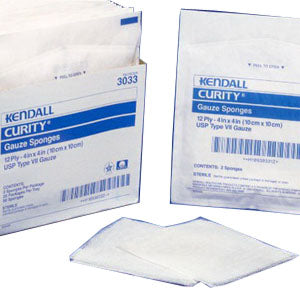 Curity Woven Gauze Sponge Sterile 4" x 4" 12 Ply Bulk Pack 10 Count