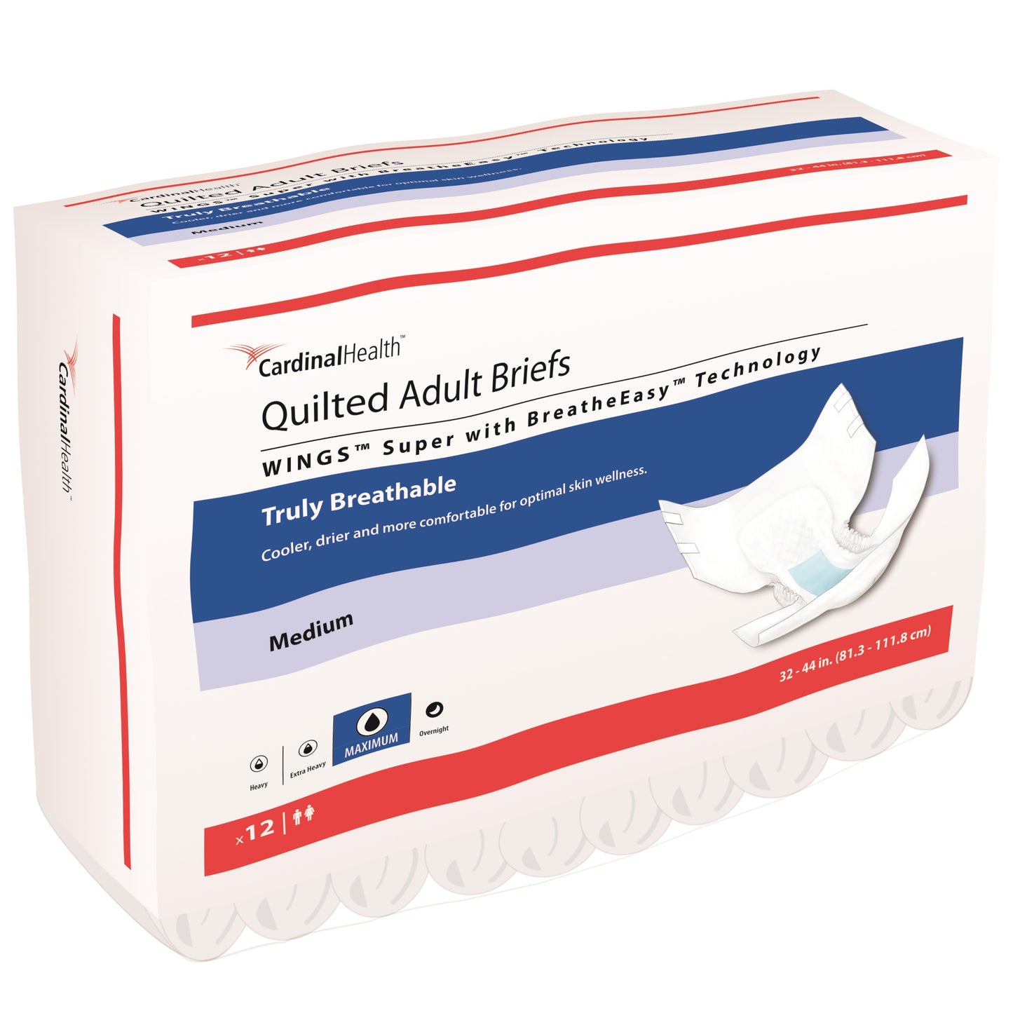 WINGS Super Quilted Brief with BreatheEasy Technology, Medium, 32" - 44"