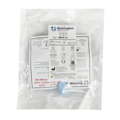 Remington Medical Drain Bag, 24-Inch Tubing