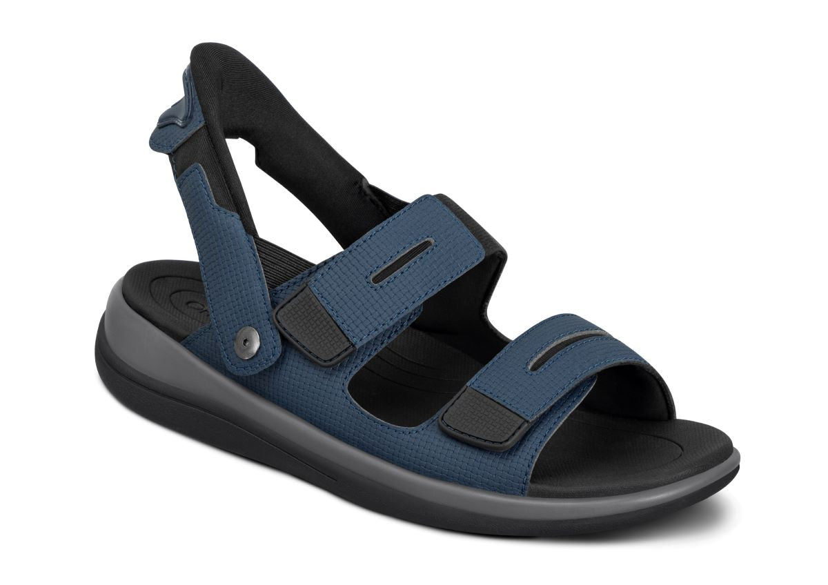 Calypso Women's Hands-Free Sandals, Blue, angle view