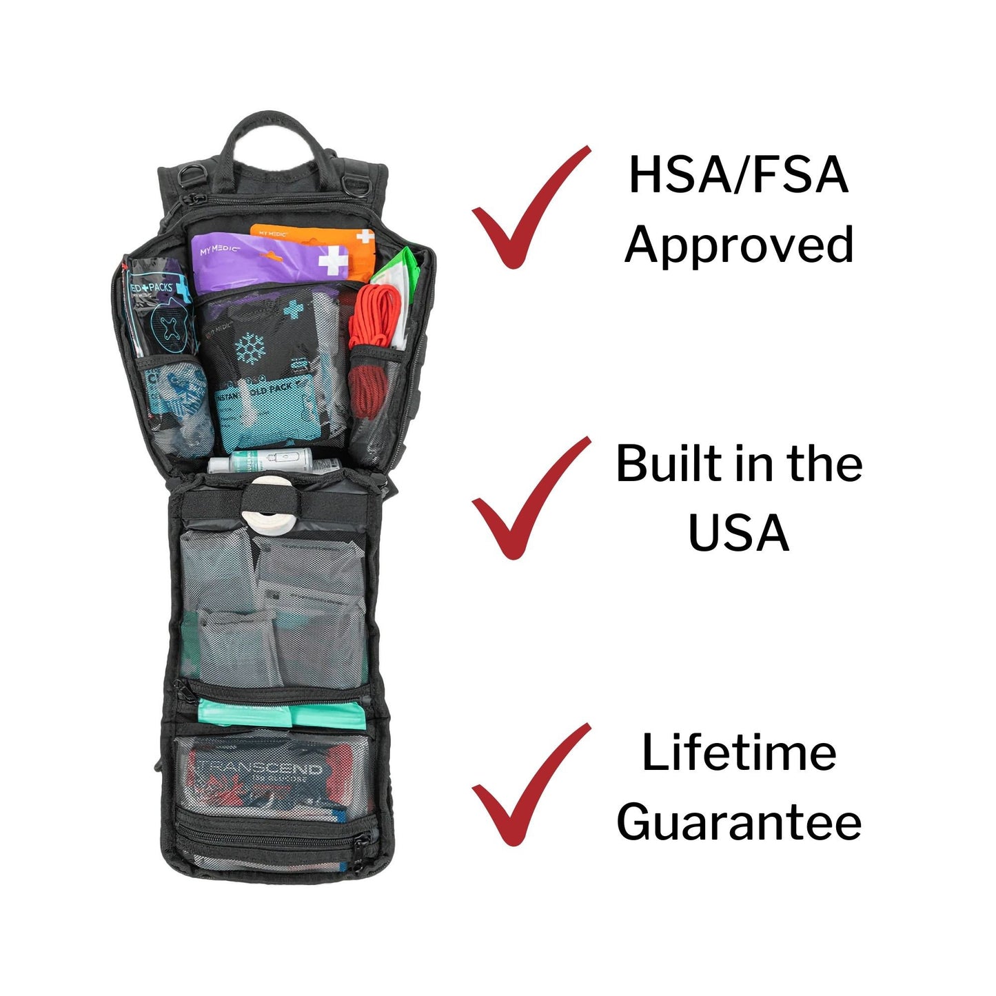 My Medic™ Recon First Aid Kit Backpack with Emergency Medical Supplies, Black