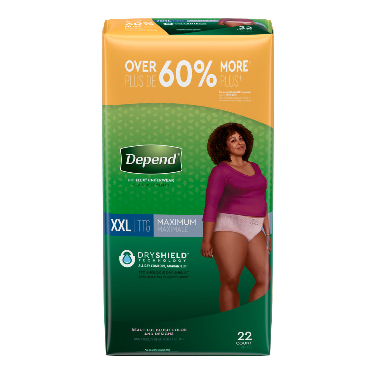 Depend Max Absorbancy Undewear Female Blush 2X-Large 22 Count