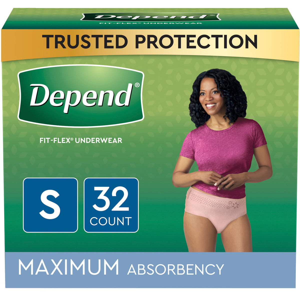 Depend FIT-FLEX Incontinence Underwear for Women Maximum Absorbency Blush