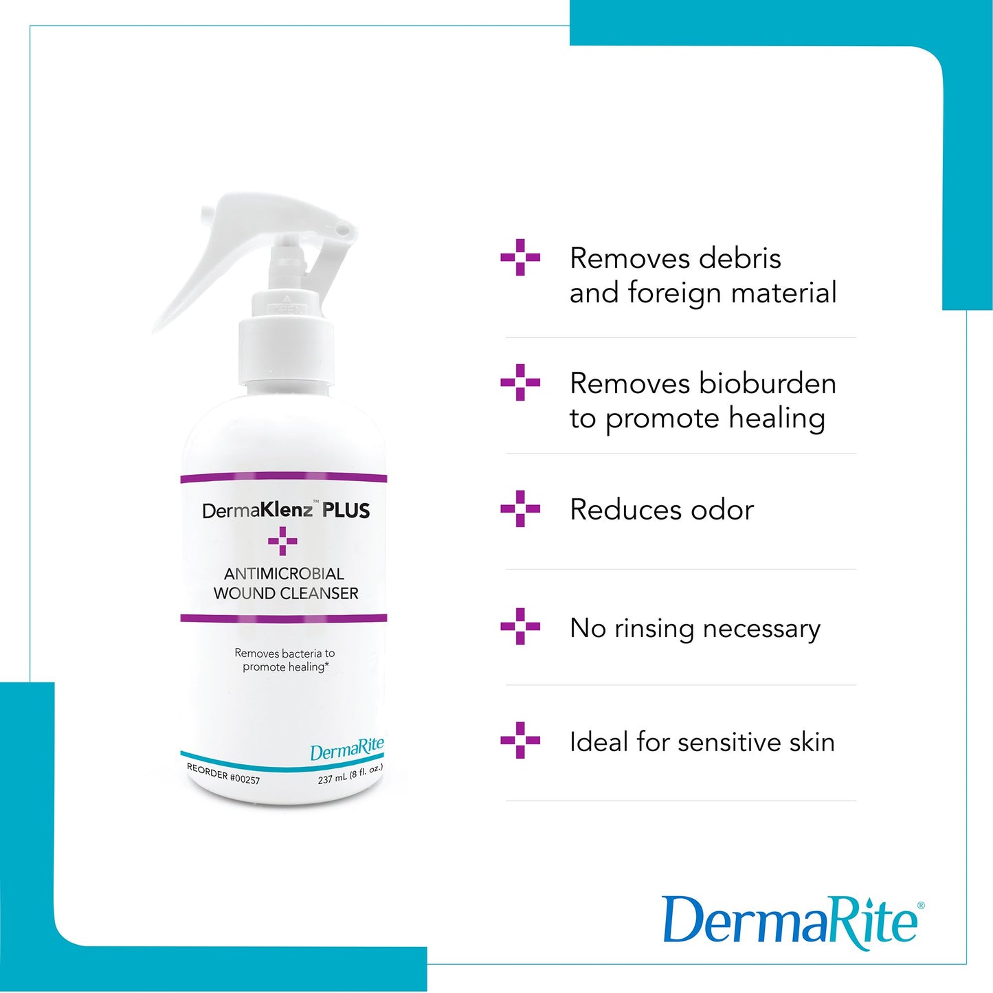 DermaRite®'s DermaKlenz PLUS Wound Cleanser - Spray Bottle, 8 oz.