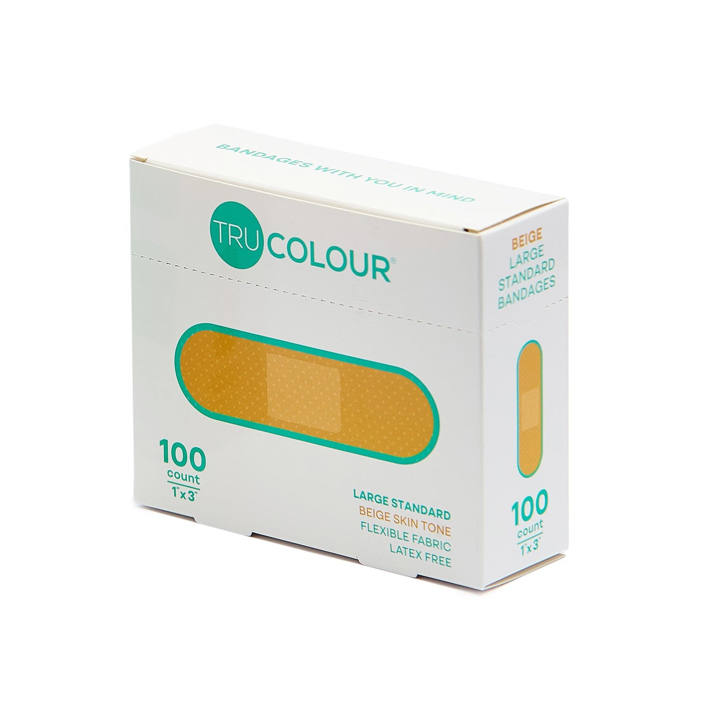Tru-Colour Skin Tone Shade Fabric Bandage Adhesive Strips – 1 x 3 Inch, Up to 4 Inch Length
