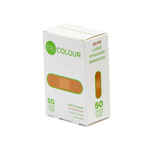 Tru-Colour Skin Tone Shade Fabric Bandage Adhesive Strips – 1 x 3 Inch, Up to 4 Inch Length