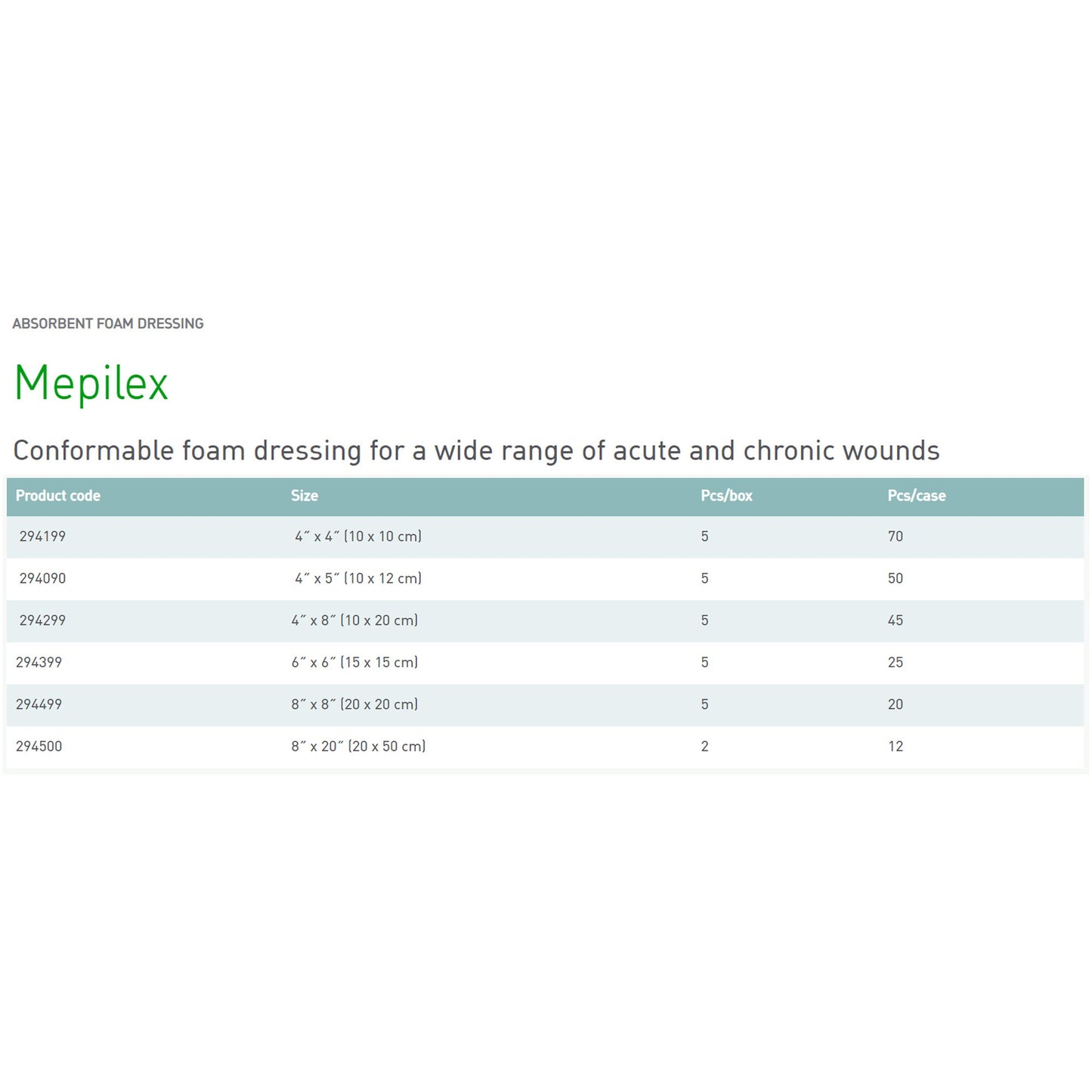 Mepilex® Silicone Adhesive without Border Silicone Foam Dressing