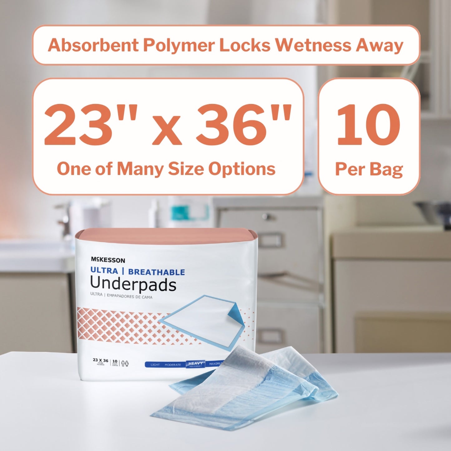McKesson Ultra Breathable Heavy Absorbency Low Air Loss Underpad, 23 x 36 Inch