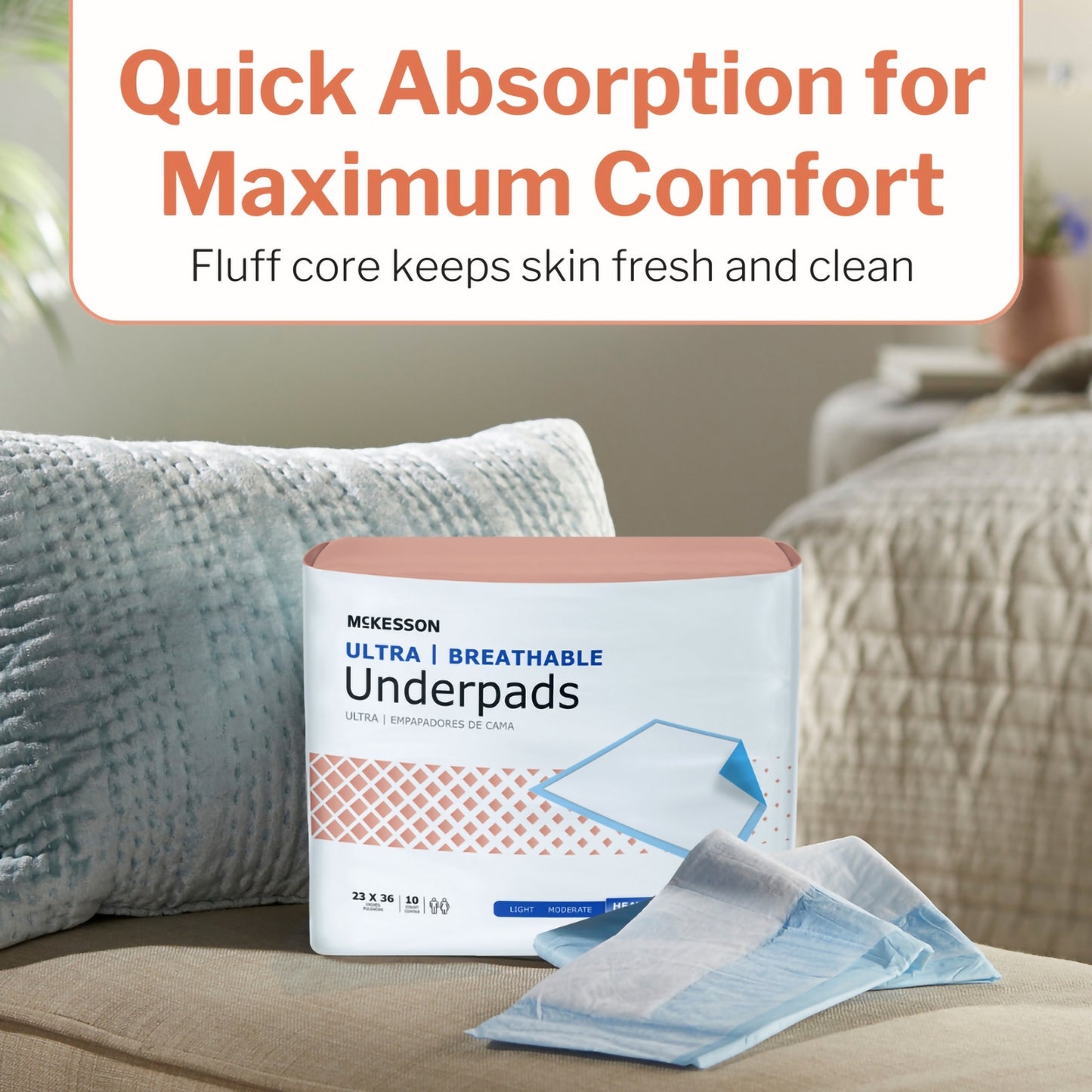 McKesson Ultra Breathable Heavy Absorbency Low Air Loss Underpad, 23 x 36 Inch