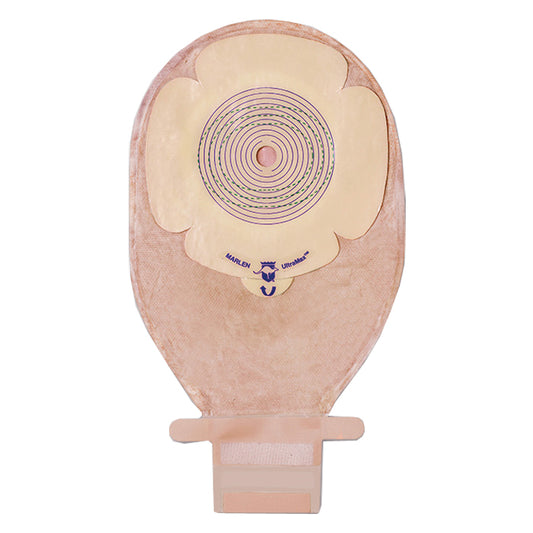 MegaMax 10" Flat Extended Wear One-Piece Drainable Pouch Cut-to-Fit Starter Hole Round Stoma Opening Transparent 5 Count