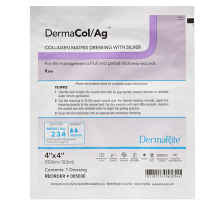 DermaCol/Ag™ Silver Collagen Dressing, 4 x 4 Inch