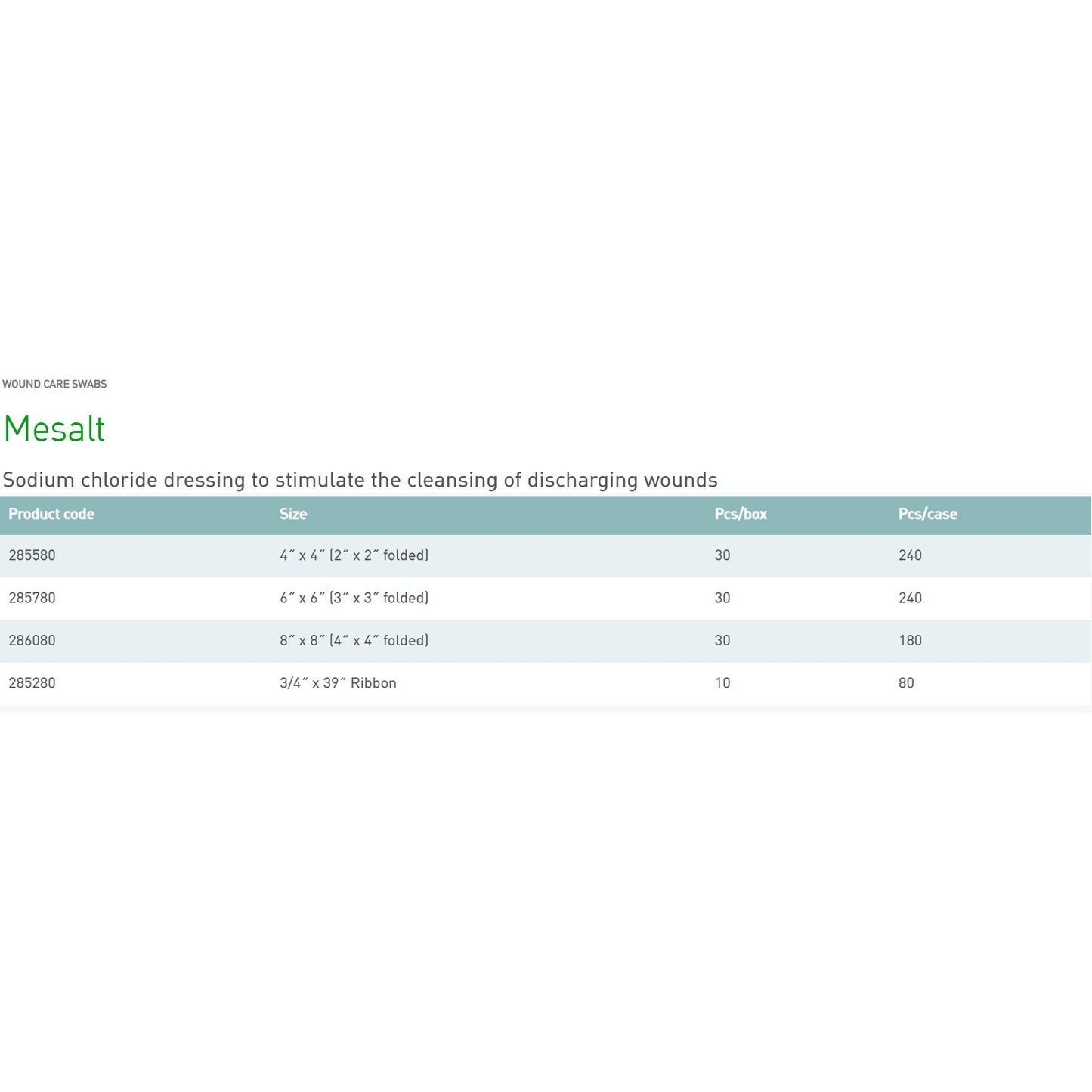 Mesalt® Sodium Chloride Impregnated Dressing