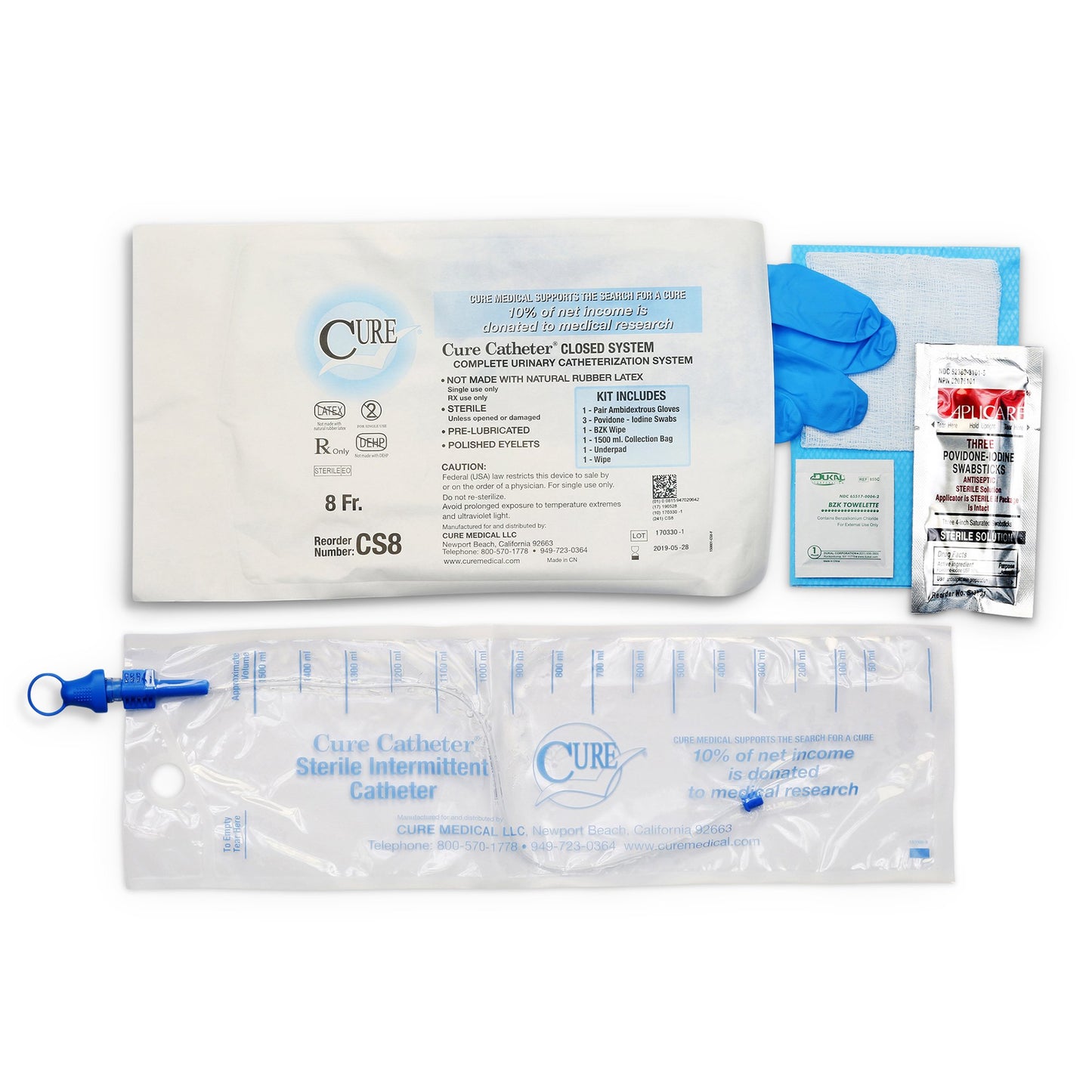 Cure Catheter™ Intermittent Catheter Kit, Unisex / Straight Tip