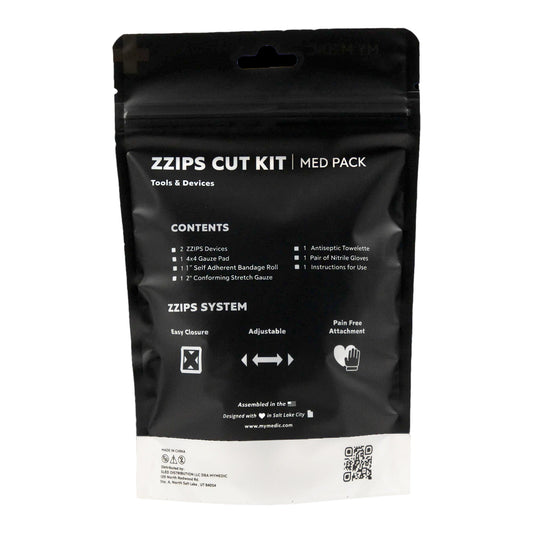 Med Packs™ Zzips First Aid Kit for Cuts, Lacerations in Portable Pouch