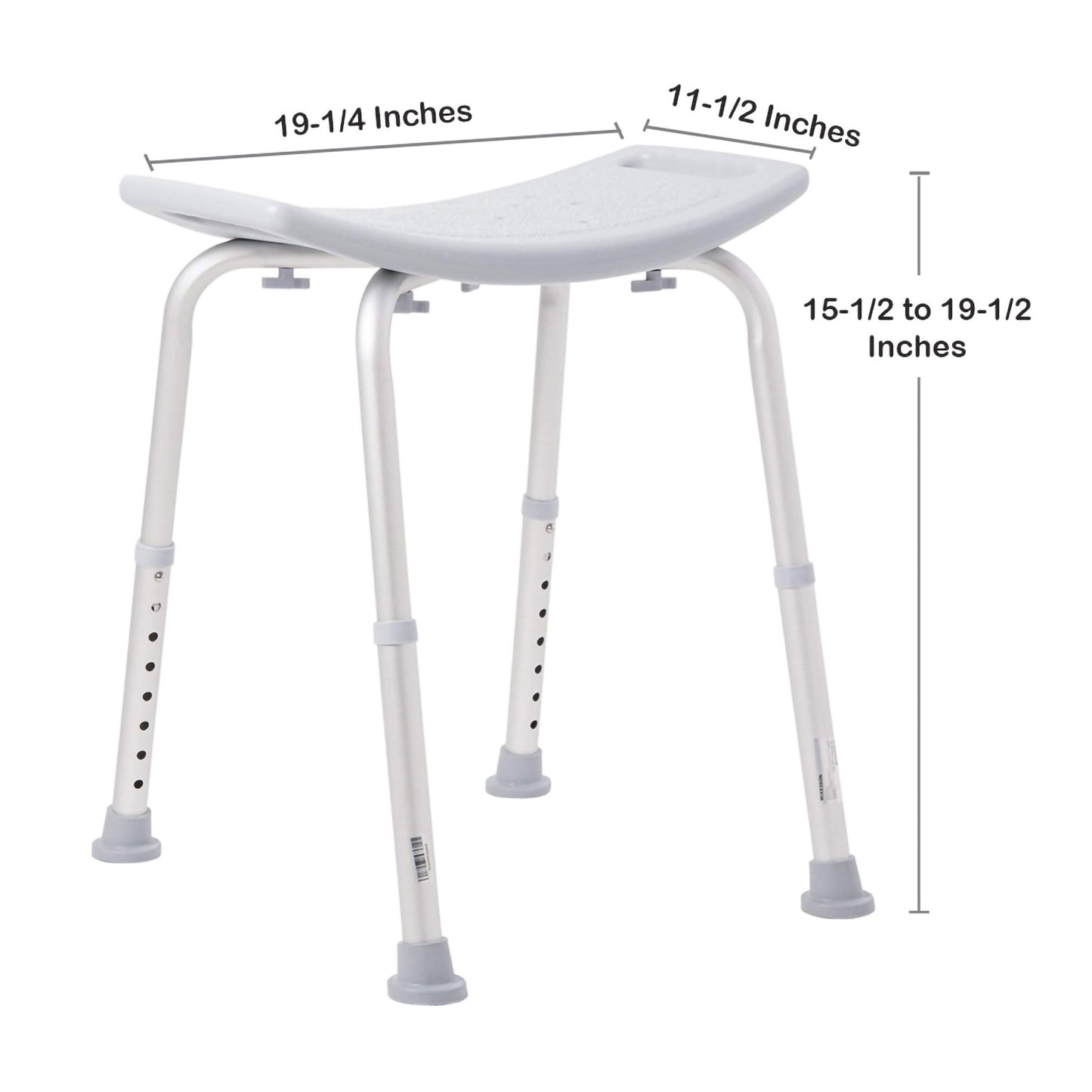 McKesson Aluminum Bath Bench Without Backrest, 15.5 – 19.5 Inch