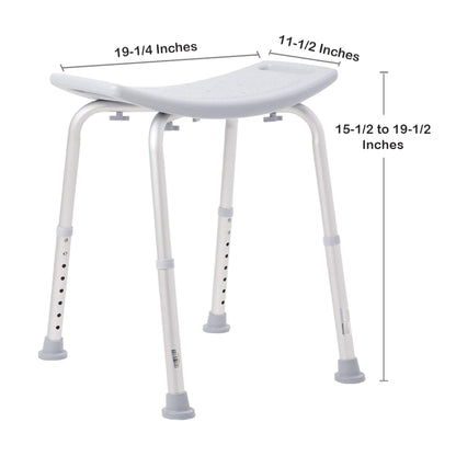McKesson Aluminum Bath Bench Without Backrest, 15.5 – 19.5 Inch