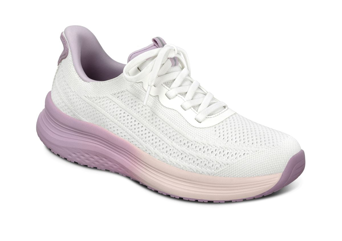 Nira Women's Hands-Free Athletic Shoes, White/Lavender, angle view
