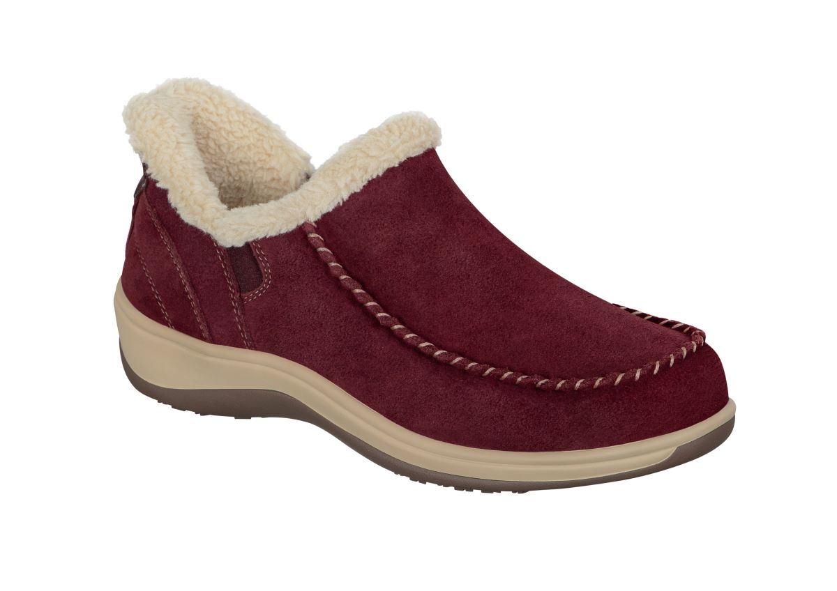 Lorin Women's Hands-Free Suede Indoor/Outdoor Slipper Shoes, Bordeaux, angle view
