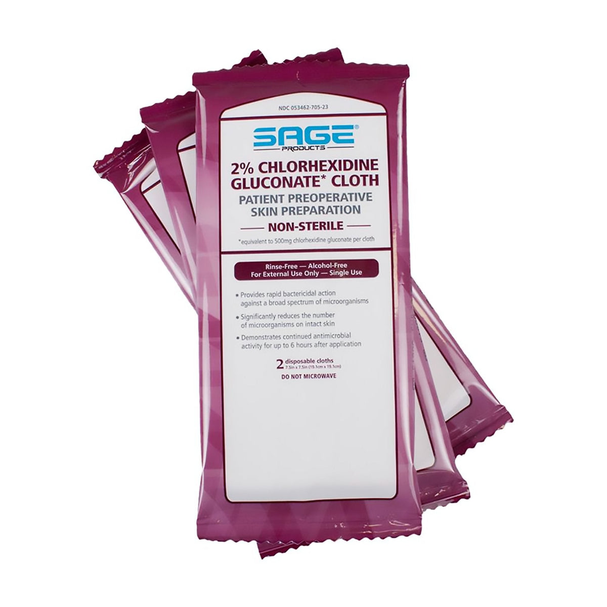 2% Chlorhexidine Gluconate Cloth 7.5" x 7.5" 2 Count