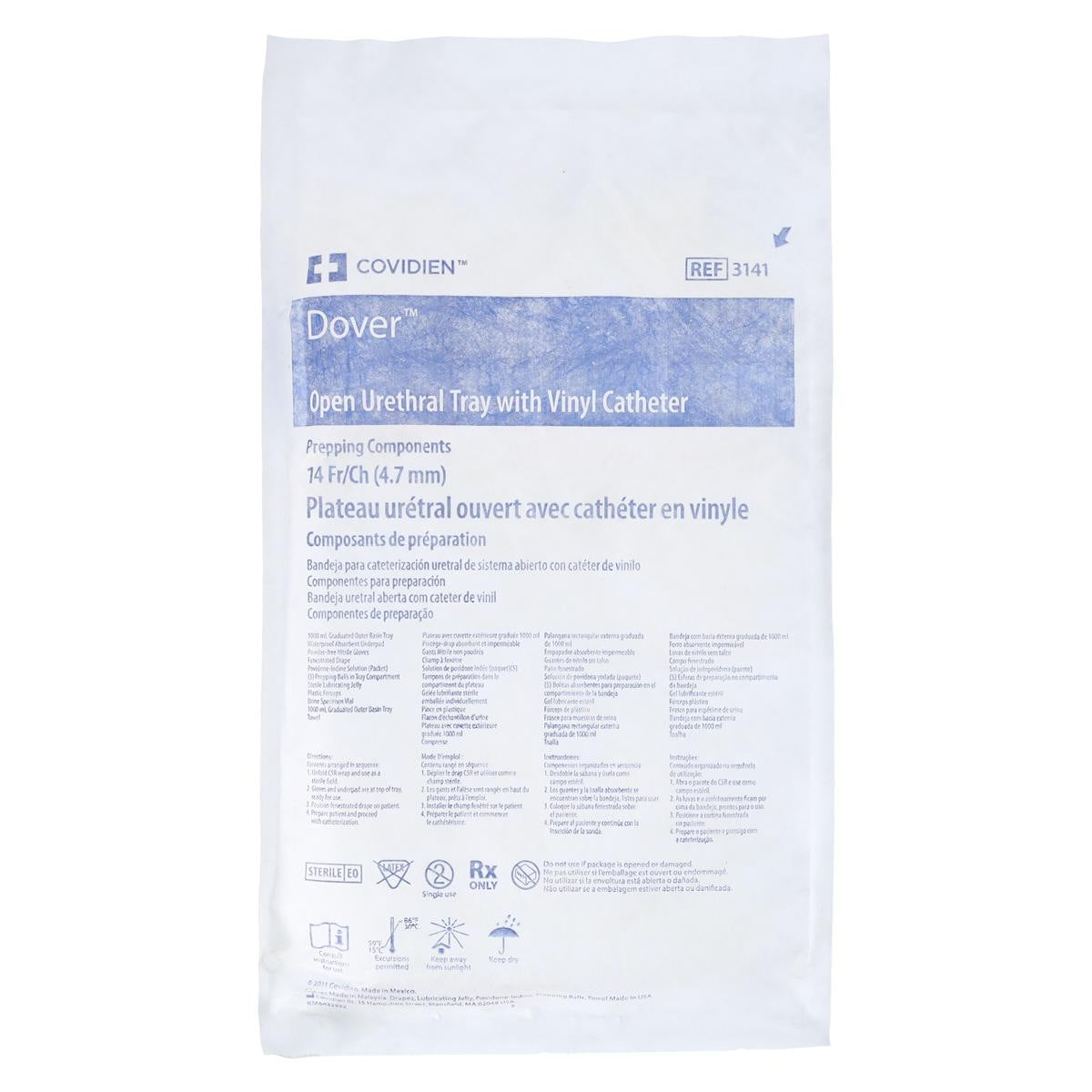 CURITY Dover Vinyl Open Urethral Catheter Tray 14 Fr