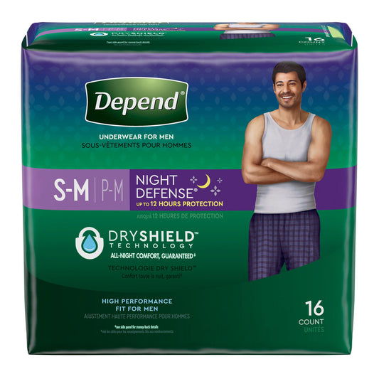 Depend Night Defense Underwear for Men Small/Medium 16 Count