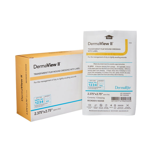 DermaView II Transparent Film Wound Dressing 2.37" x 2.75"