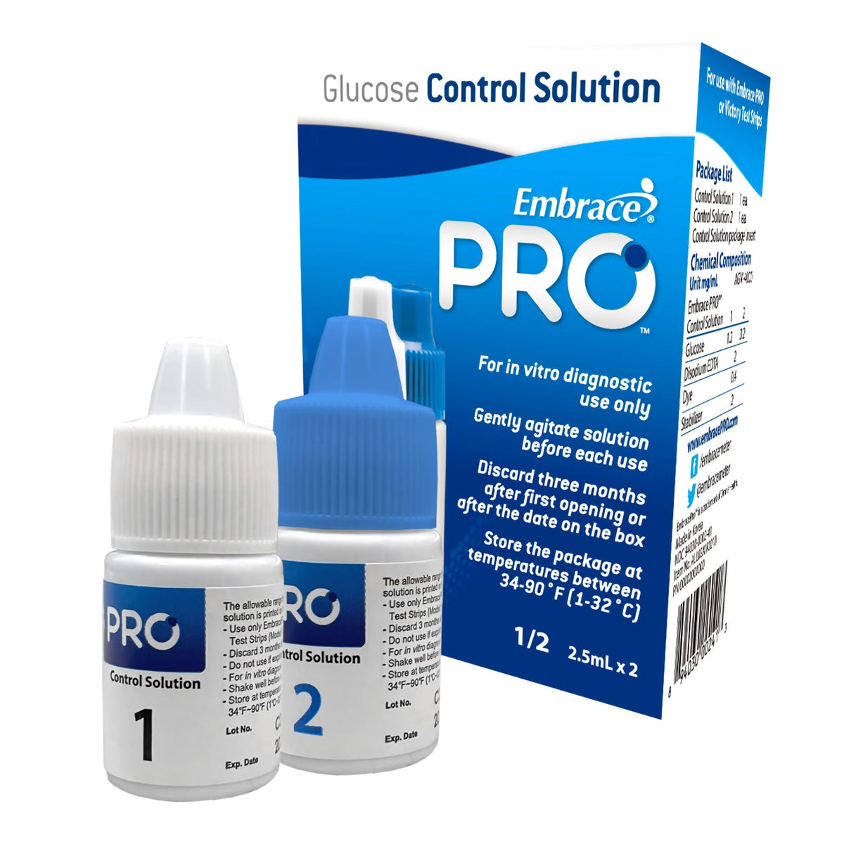 Embrace PRO Glucose Control Solution Normal-(L1); High (L2)