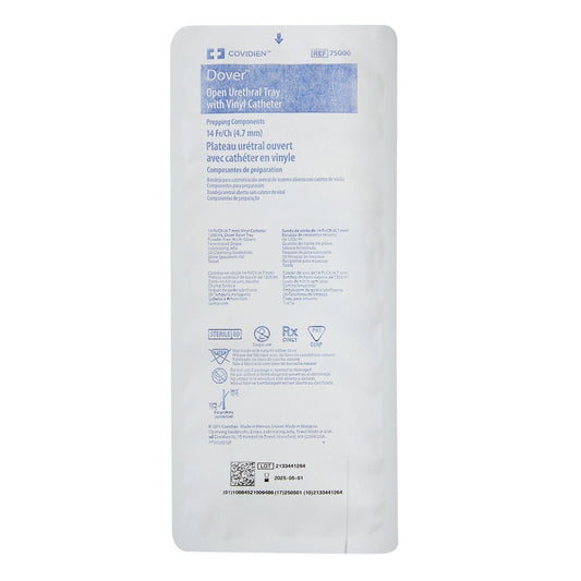 KENGUARD Dover Vinyl Open Urethral Catheter Tray 14 Fr with Drainage Bag